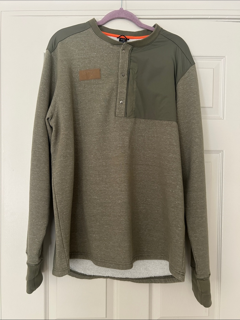 Men's FOX Olive Green Long-Sleeve Henley Pullover